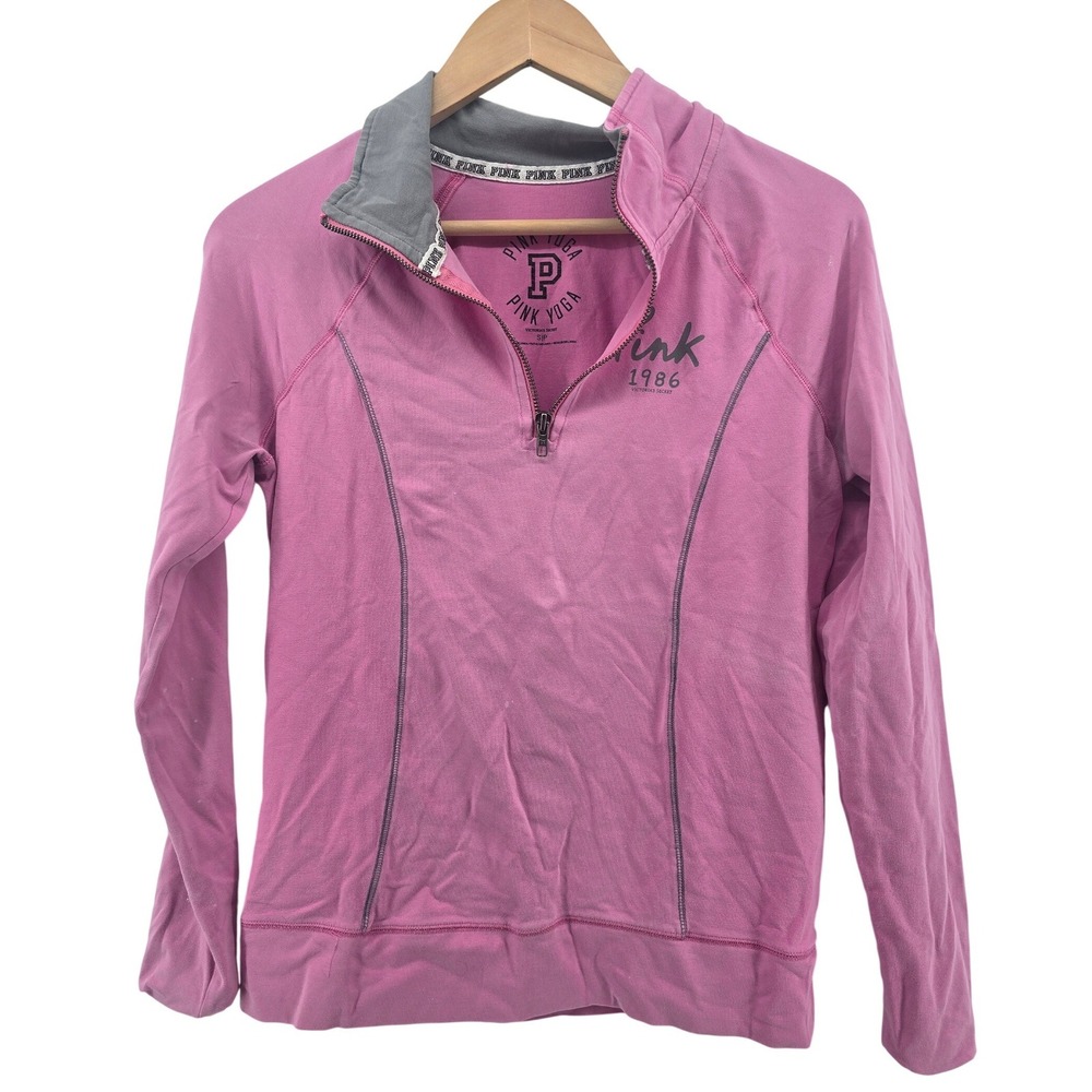 PINK Victoria's Secret Womens Half Zip Pullover Yoga Sweatshirt Pink S